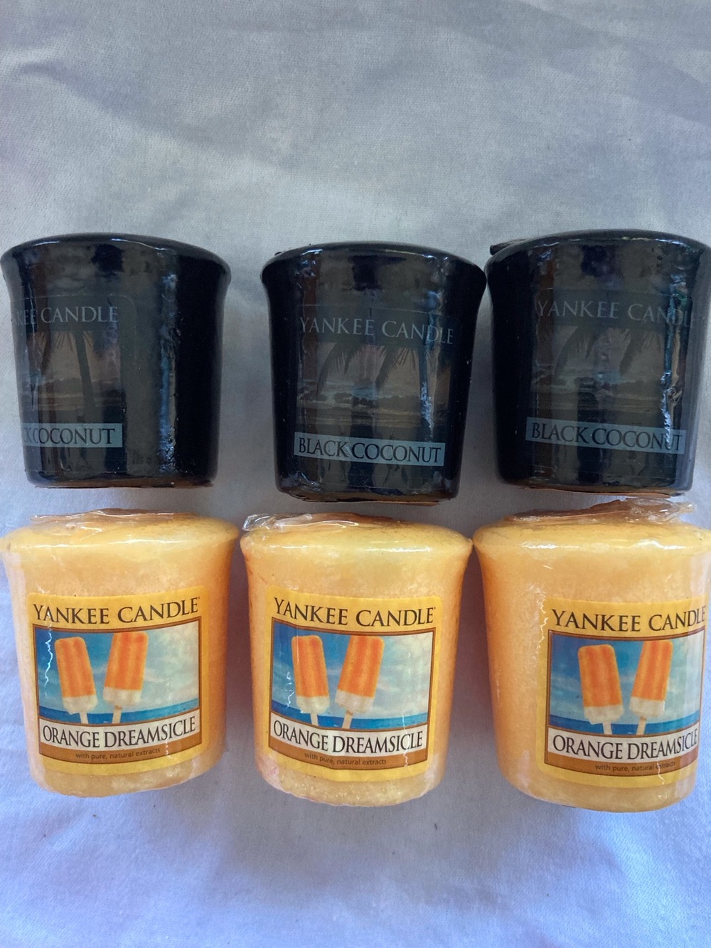 VTG Yankee Candle Lot of 6 Discontinued Votives/OrangeDreamsicle + Black Coconut